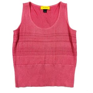St. John Scoop Neck Knit Sweater Pink Metallic Sleeveless